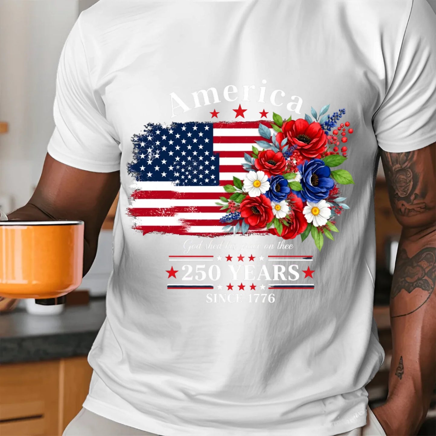 America 250 Years Floral Flag Vintage T-Shirt TSP250A009
