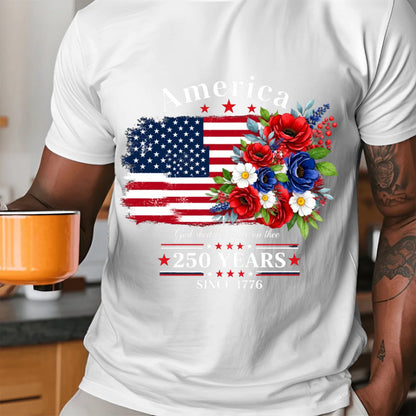 America 250 Years Floral Flag Vintage T-Shirt TSP250A009