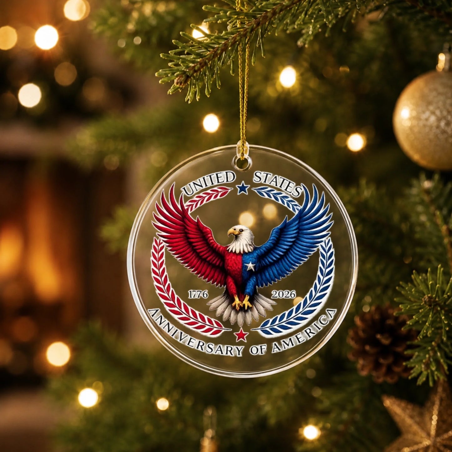 USA 250th Anniversary Ornament United States Bald Eagle 1776 - SKU001