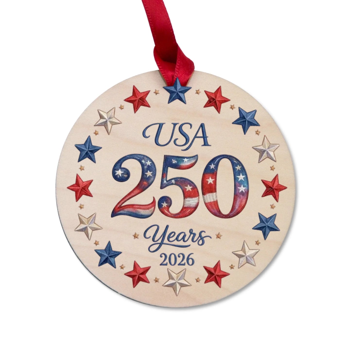 SA 250 Years Patriotic Ornament 2026 American Stars Decor - SKU002