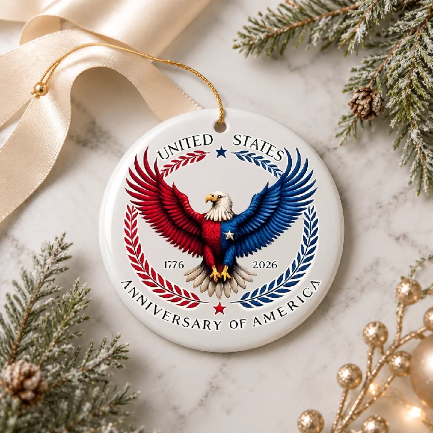 USA 250th Anniversary Ornament United States Bald Eagle 1776 - SKU001