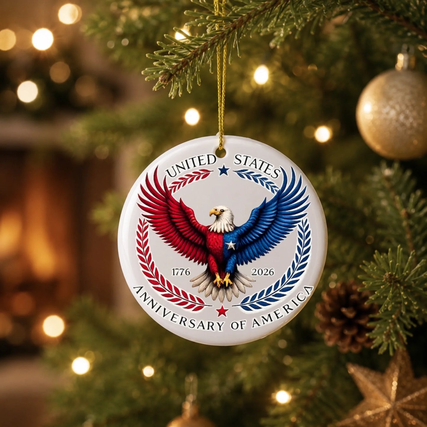 USA 250th Anniversary Ornament United States Bald Eagle 1776 - SKU001