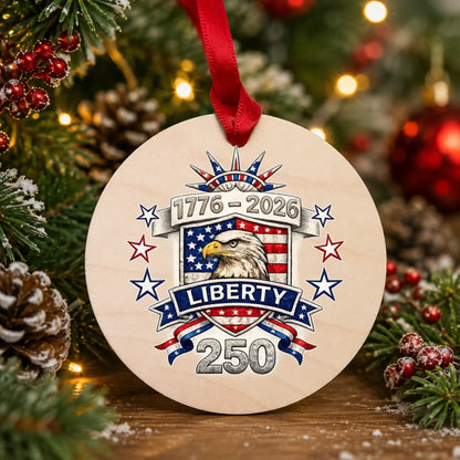 Liberty 250 Years Patriotic Ornament 1776 2026 US Bald Eagle SKU003