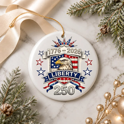 Liberty 250 Years Patriotic Ornament 1776 2026 US Bald Eagle SKU003
