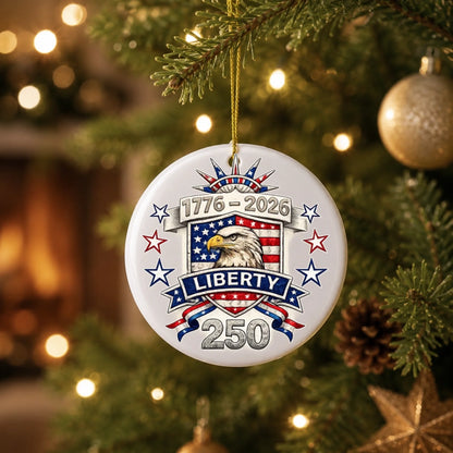 Liberty 250 Years Patriotic Ornament 1776 2026 US Bald Eagle SKU003