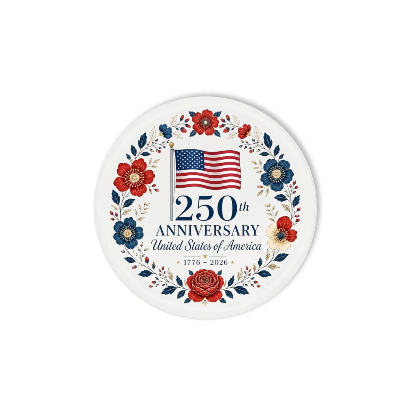 USA 250th Anniversary Ornament American Flag Floral Wreath - SKU025
