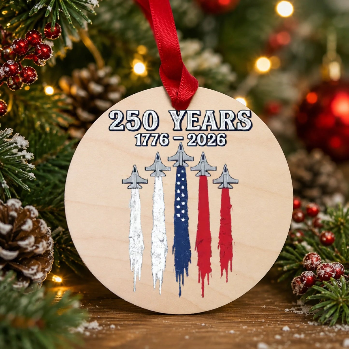 250 Years 1776-2026 Ornament Jet Air Show Smoke Trails- SKU027