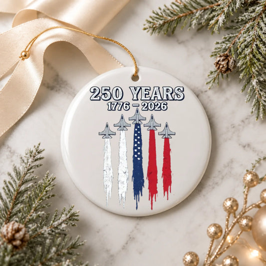 250 Years 1776-2026 Ornament Jet Air Show Smoke Trails- SKU027
