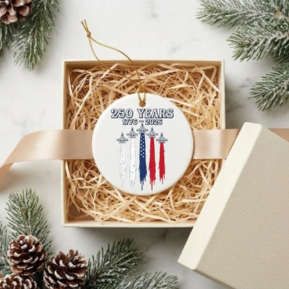250 Years 1776-2026 Ornament Jet Air Show Smoke Trails- SKU027