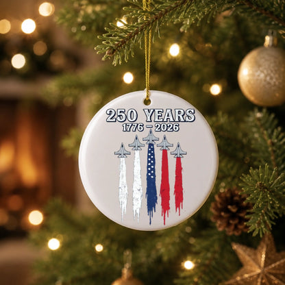 250 Years 1776-2026 Ornament Jet Air Show Smoke Trails- SKU027