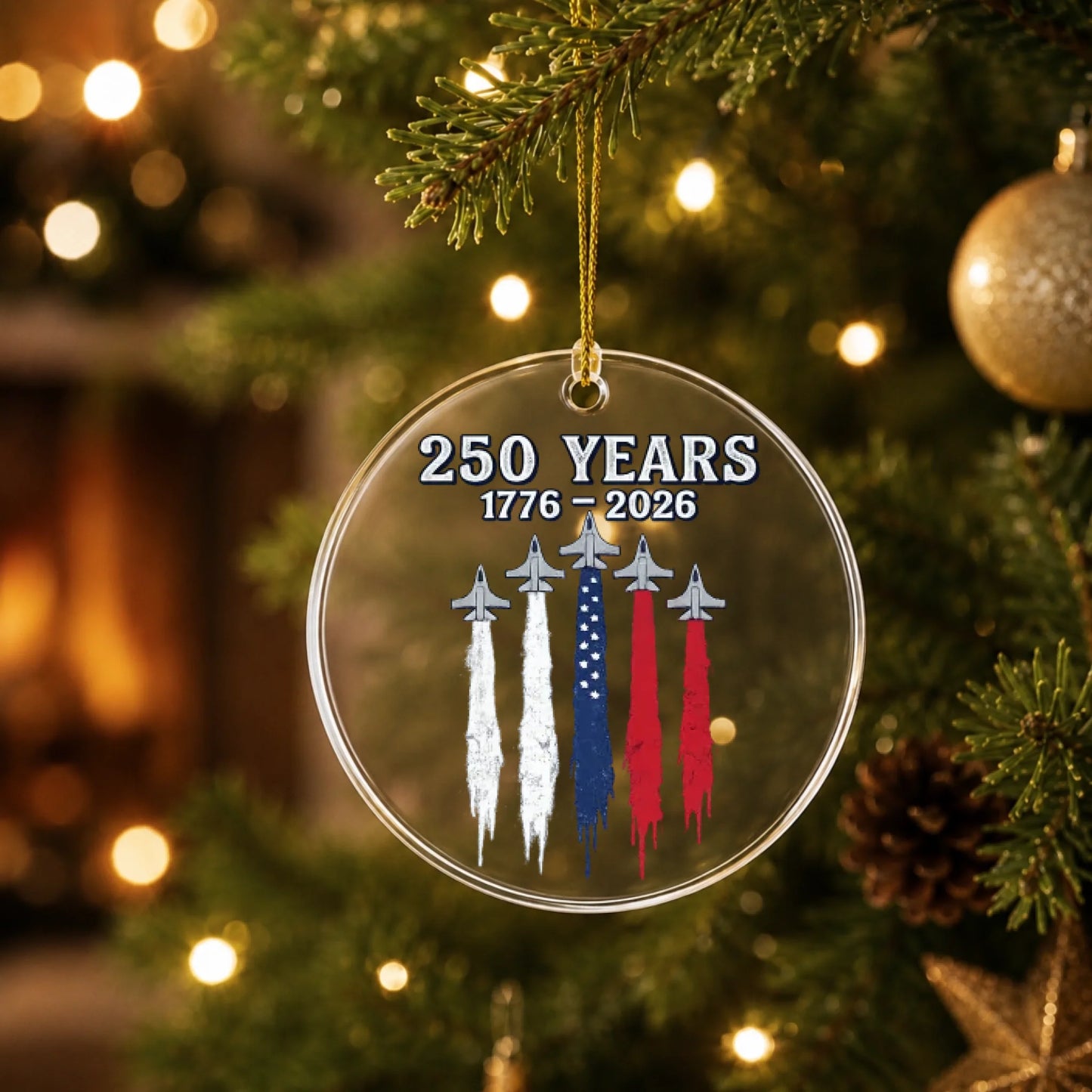 250 Years 1776-2026 Ornament Jet Air Show Smoke Trails- SKU027