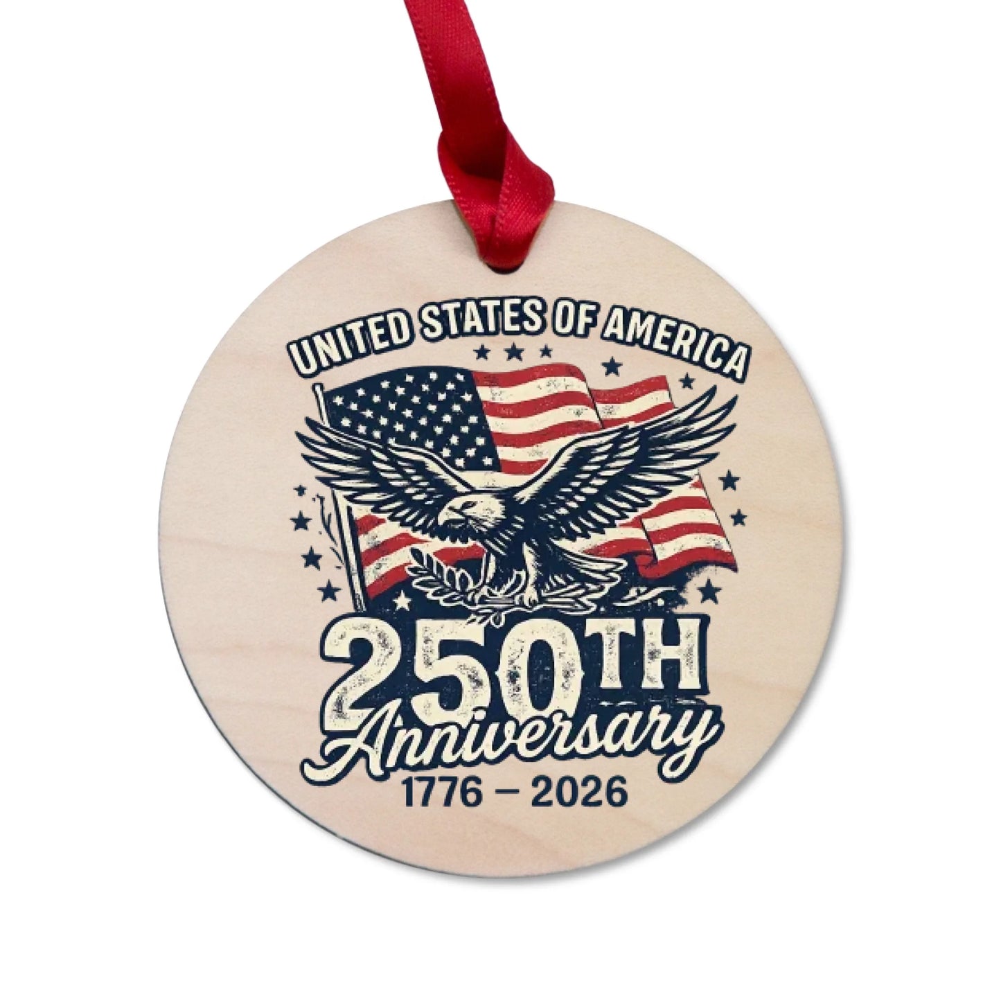 USA 250th Anniversary Vintage Ornament Bald Eagle US Flag - SKU025