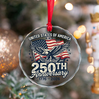 USA 250th Anniversary Vintage Ornament Bald Eagle US Flag - SKU025