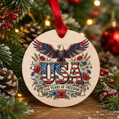 USA 250 Years of Freedom Ornament Bald Eagle Patriotic Decor - SKU026