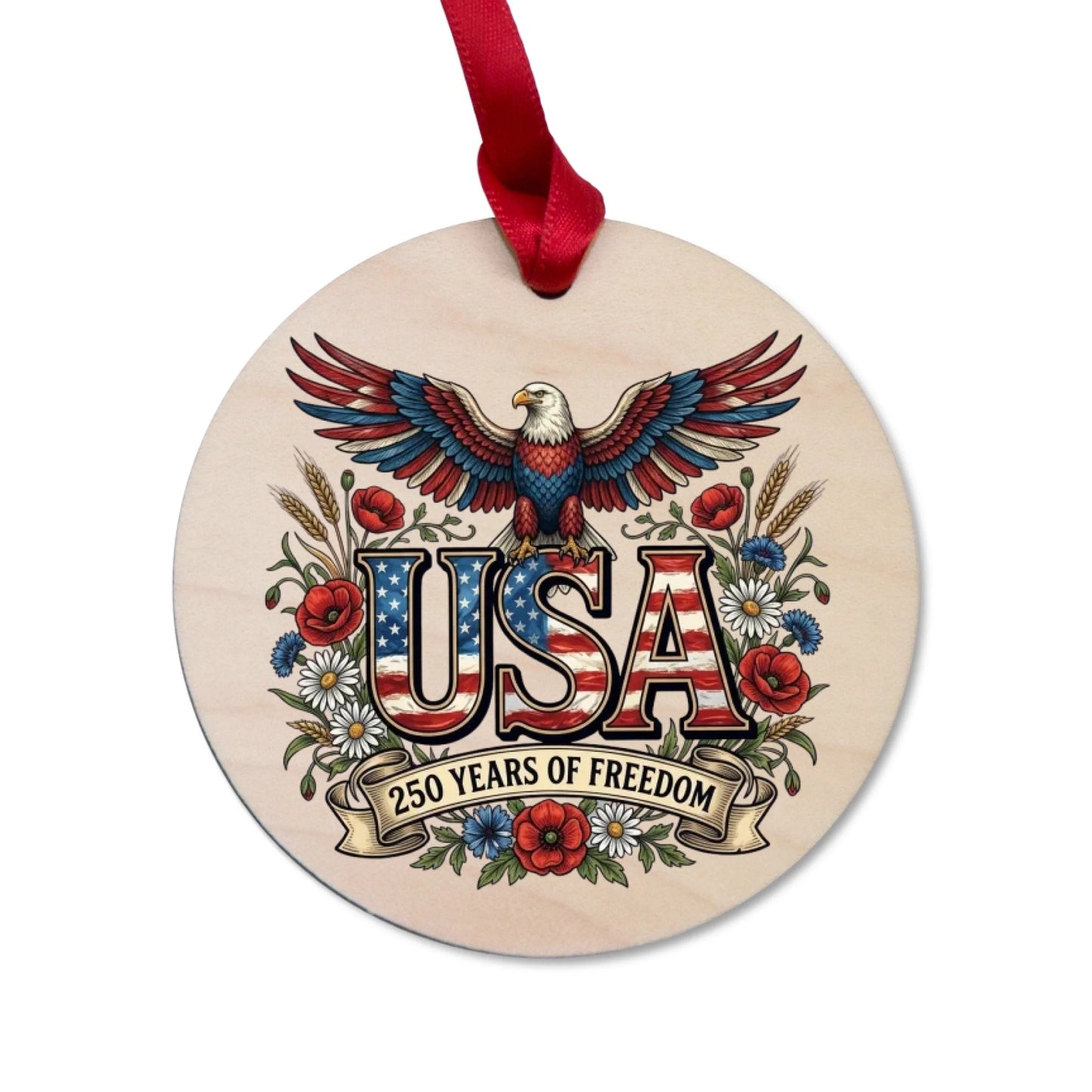 USA 250 Years of Freedom Ornament Bald Eagle Patriotic Decor - SKU026