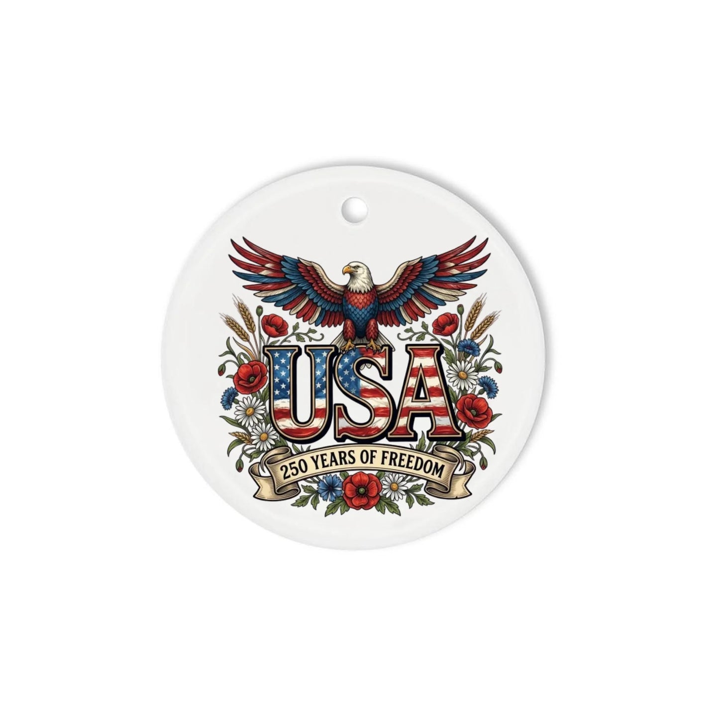 USA 250 Years of Freedom Ornament Bald Eagle Patriotic Decor - SKU026