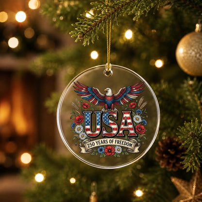 USA 250 Years of Freedom Ornament Bald Eagle Patriotic Decor - SKU026