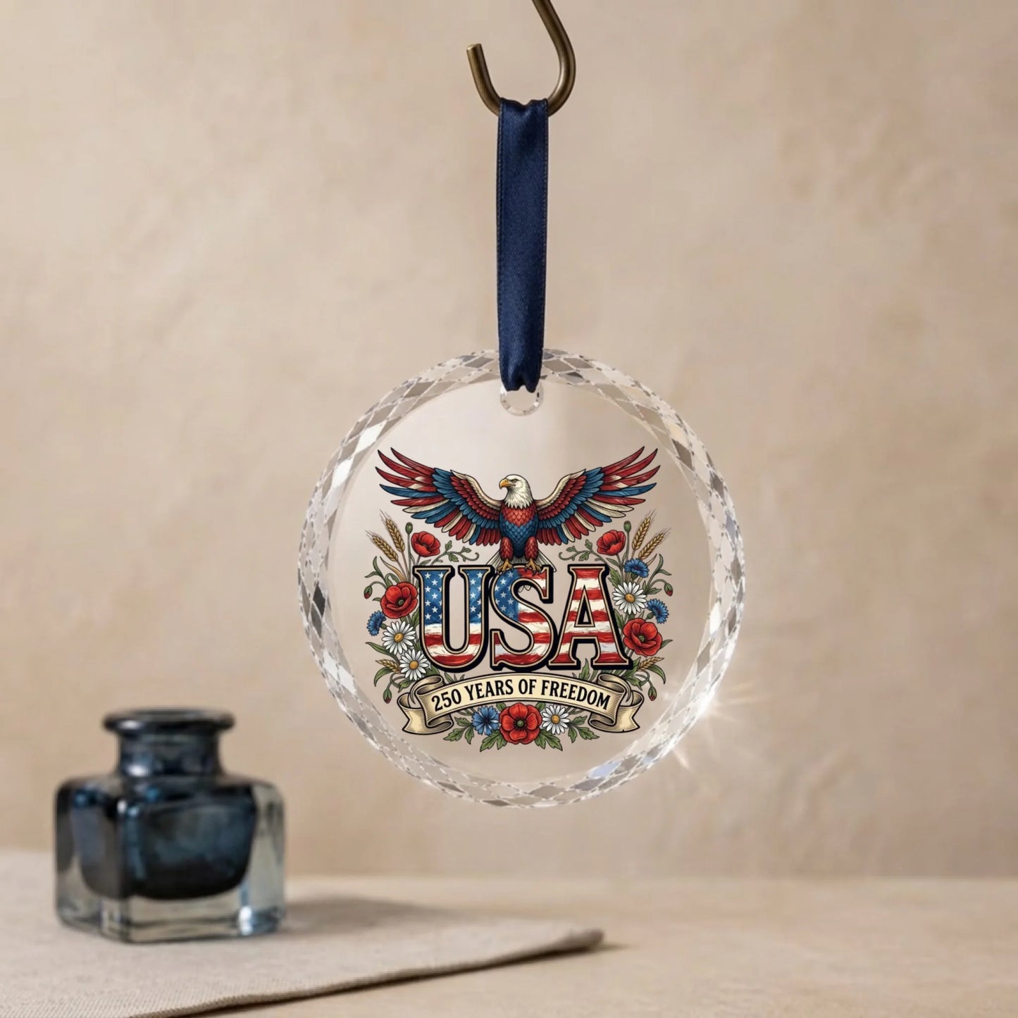 USA 250 Years of Freedom Ornament Bald Eagle Patriotic Decor - SKU026