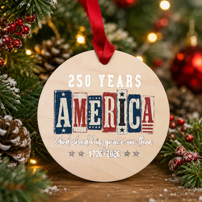 USA 250 Years God Shed His Grace On Thee Ornament Wood Blocks - SKU023