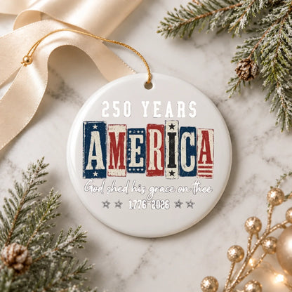 USA 250 Years God Shed His Grace On Thee Ornament Wood Blocks - SKU023