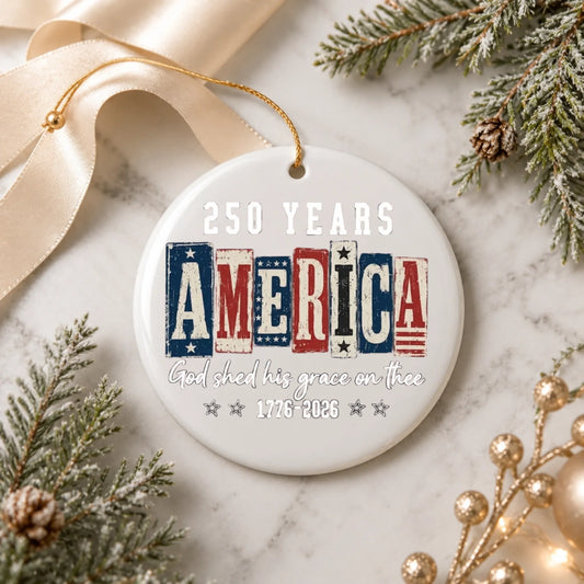 USA 250 Years God Shed His Grace On Thee Ornament Wood Blocks - SKU023