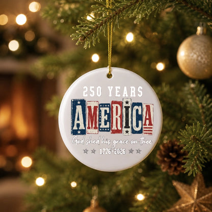 USA 250 Years God Shed His Grace On Thee Ornament Wood Blocks - SKU023