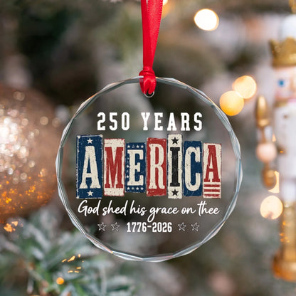 USA 250 Years God Shed His Grace On Thee Ornament Wood Blocks - SKU023