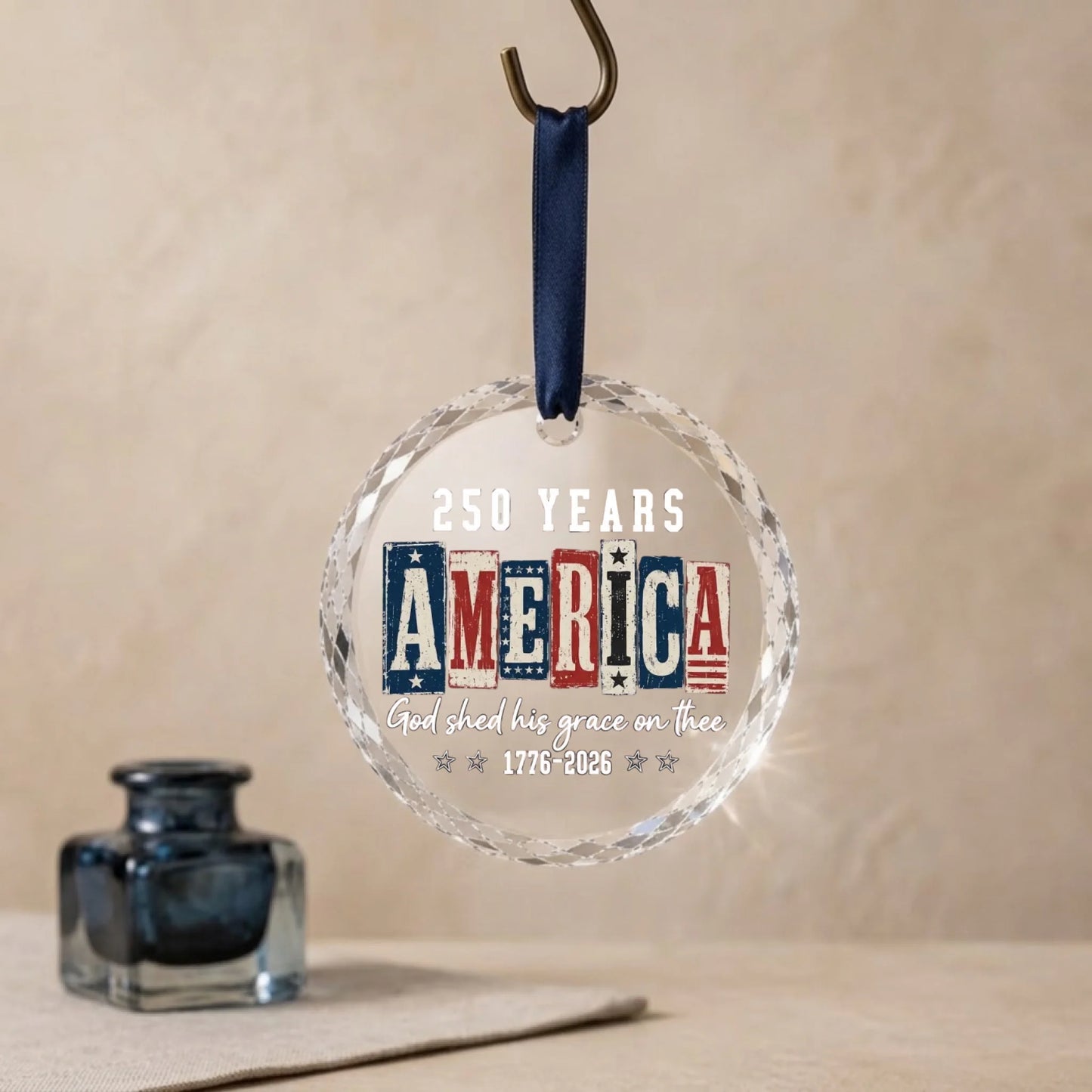 USA 250 Years God Shed His Grace On Thee Ornament Wood Blocks - SKU023