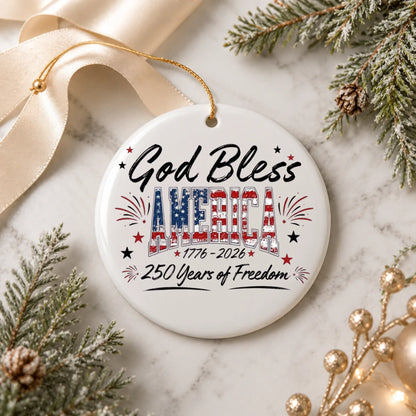 God Bless America 250 Years of Freedom Ornament Fireworks - SKU021