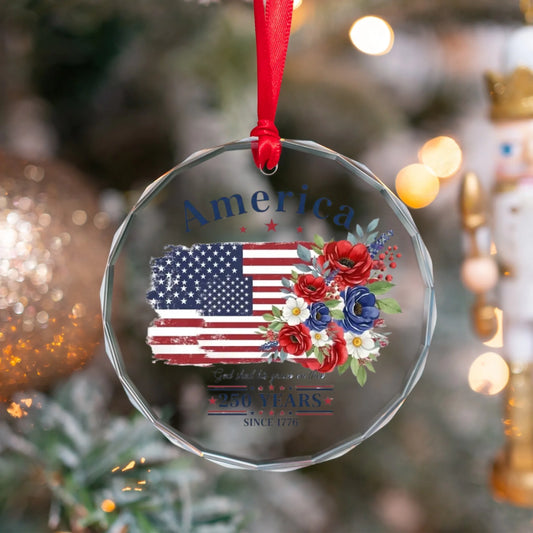 God Shed His Grace On Thee Ornament USA 250 Years Flag Bouquet - SKU020