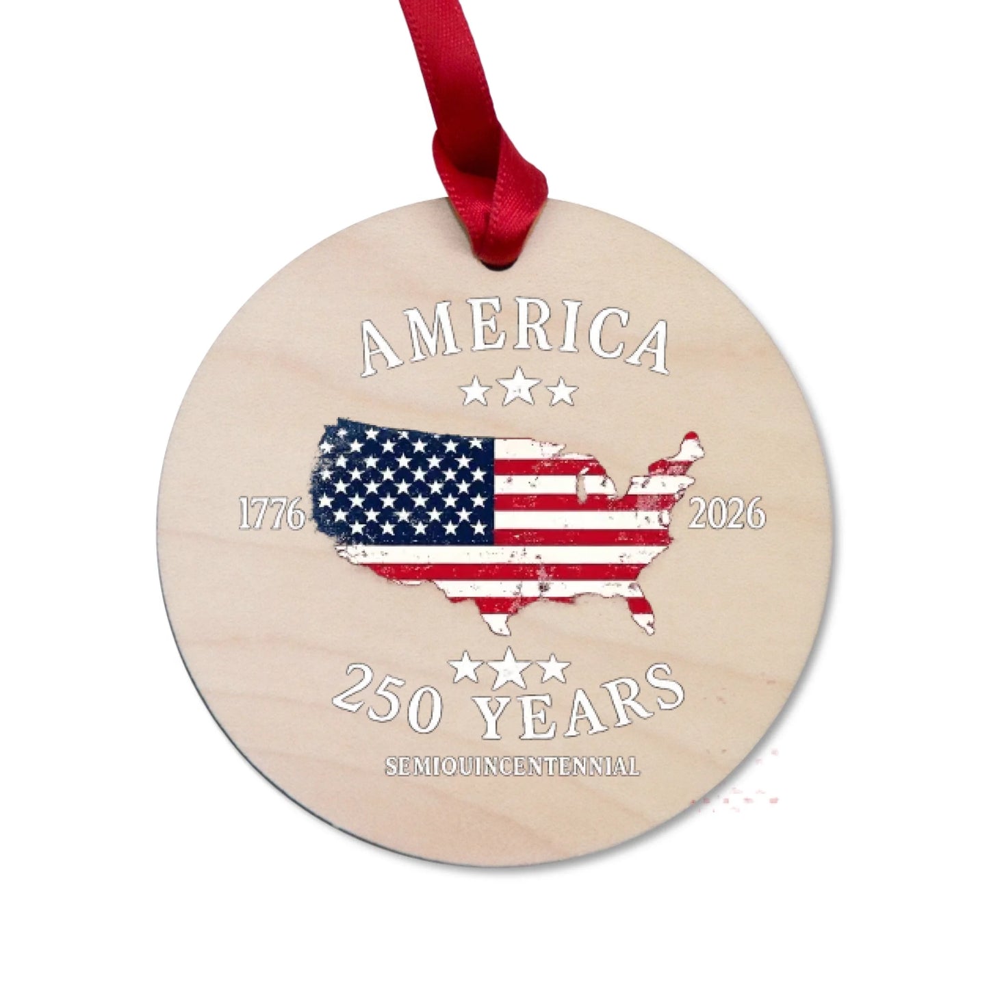 America 250 Years Semiquincentennial Ornament US Map Flag - SKU022