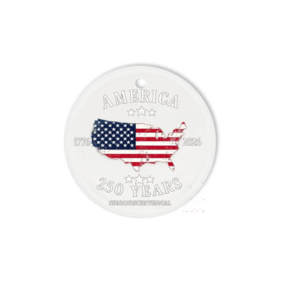 America 250 Years Semiquincentennial Ornament US Map Flag - SKU022