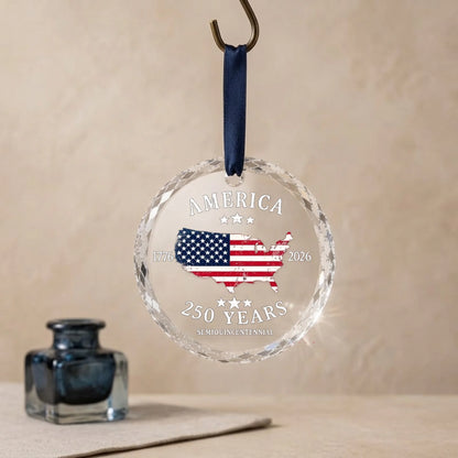 America 250 Years Semiquincentennial Ornament US Map Flag - SKU022