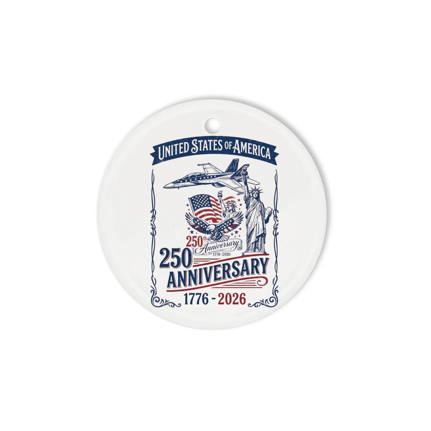 USA 250th Anniversary Ornament Statue of Liberty Jet Eagle - SKU018