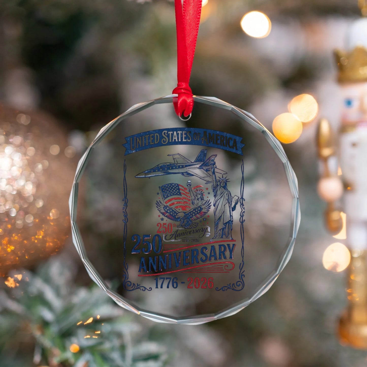 USA 250th Anniversary Ornament Statue of Liberty Jet Eagle - SKU018
