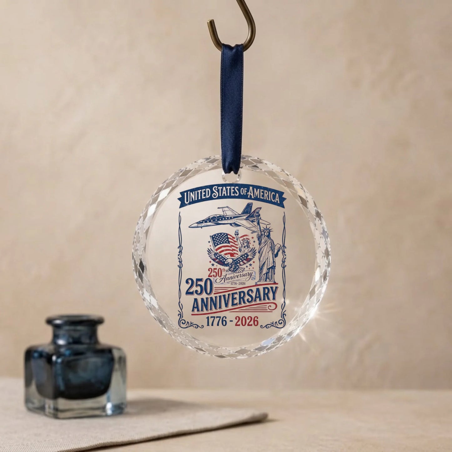 USA 250th Anniversary Ornament Statue of Liberty Jet Eagle - SKU018