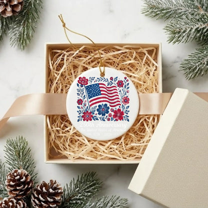 USA 250th Anniversary Floral Ornament American Flag Wreath - SKU017