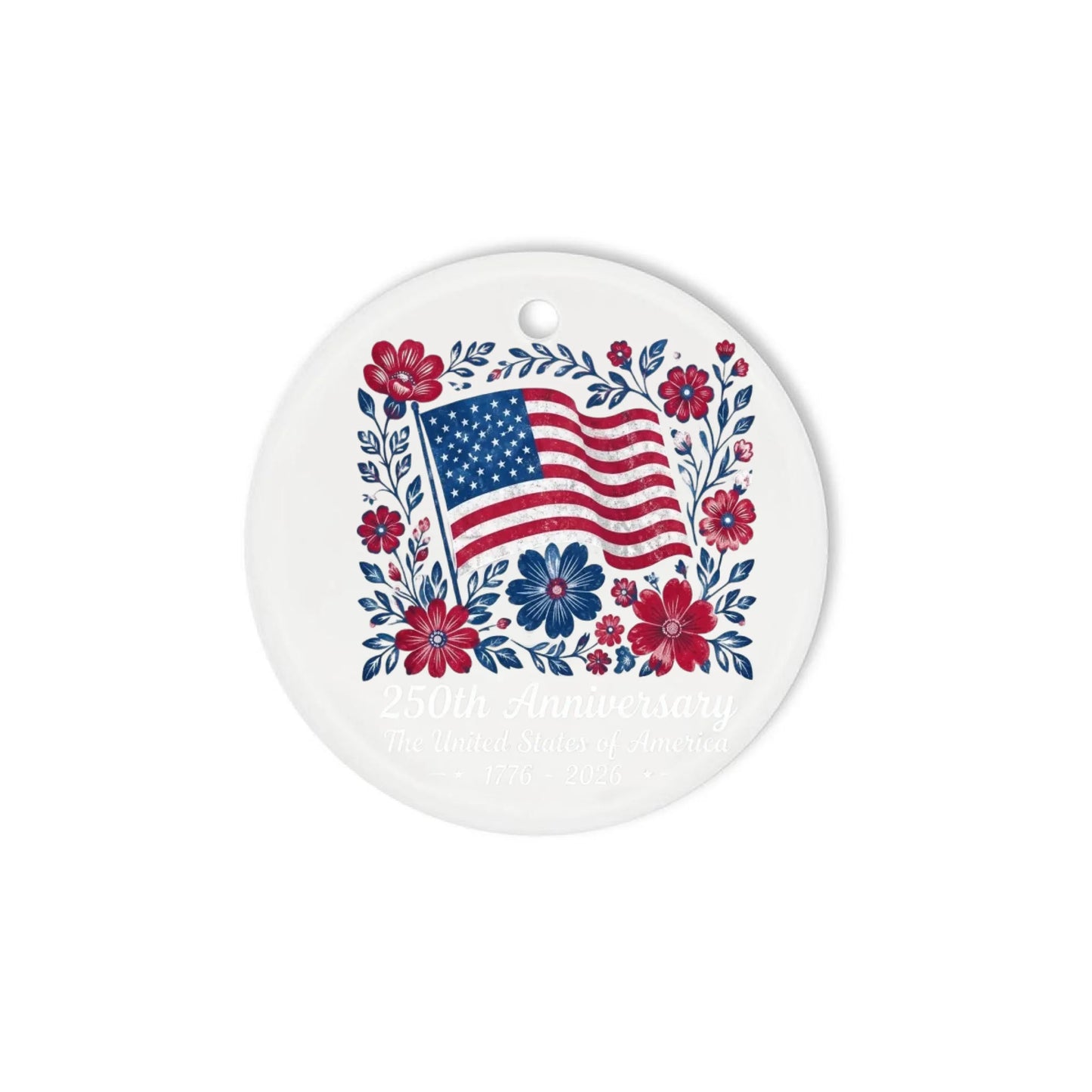 USA 250th Anniversary Floral Ornament American Flag Wreath - SKU017