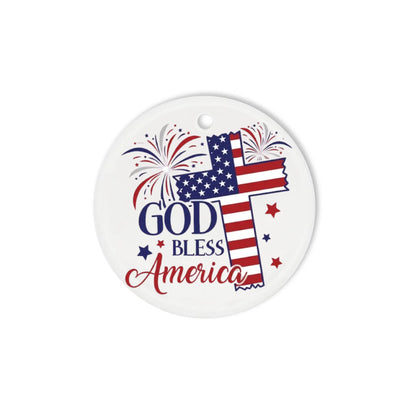 God Bless America Cross Ornament 4th of July Patriotic Decor -SKU015