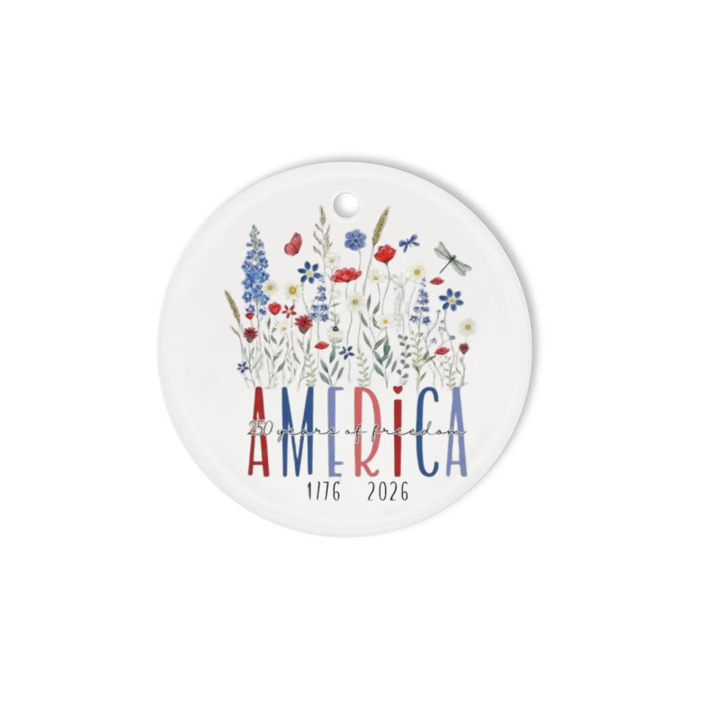 America 250 Years of Freedom Ornament 1776 Wildflowers Decor - SKU006