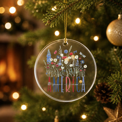 America 250 Years of Freedom Ornament 1776 Wildflowers Decor - SKU006