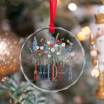 America 250 Years of Freedom Ornament 1776 Wildflowers Decor - SKU006