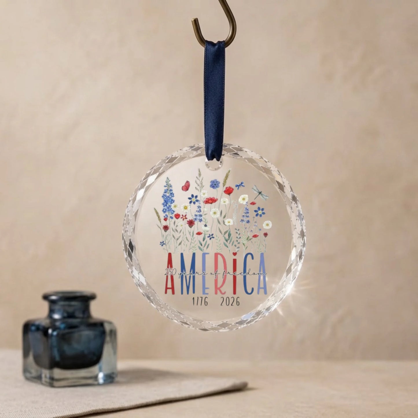 America 250 Years of Freedom Ornament 1776 Wildflowers Decor - SKU006