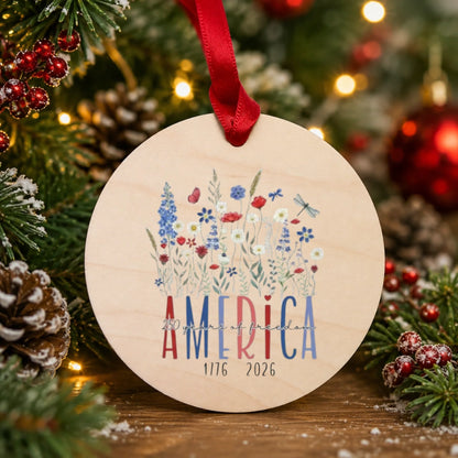 America 250 Years of Freedom Ornament 1776 Wildflowers Decor - SKU006