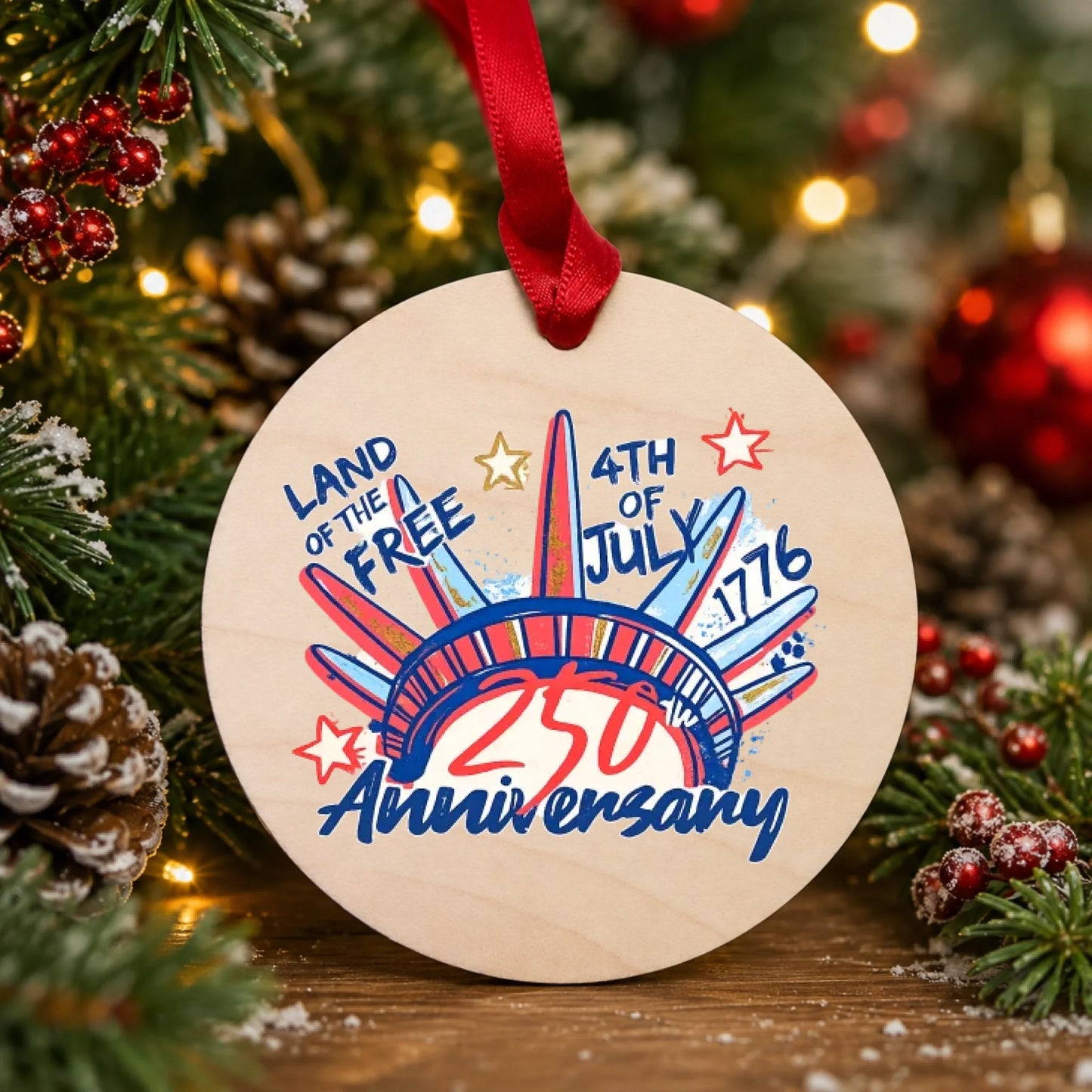 4th of July 250th Anniversary Ornament Statue of Liberty USA -SKU007