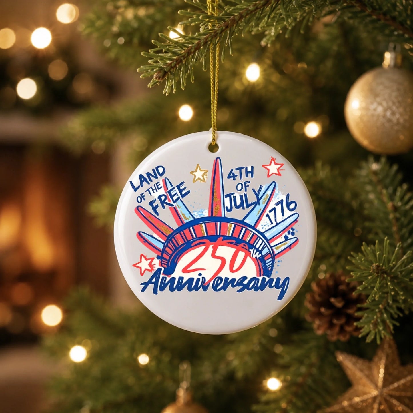 4th of July 250th Anniversary Ornament Statue of Liberty USA -SKU007