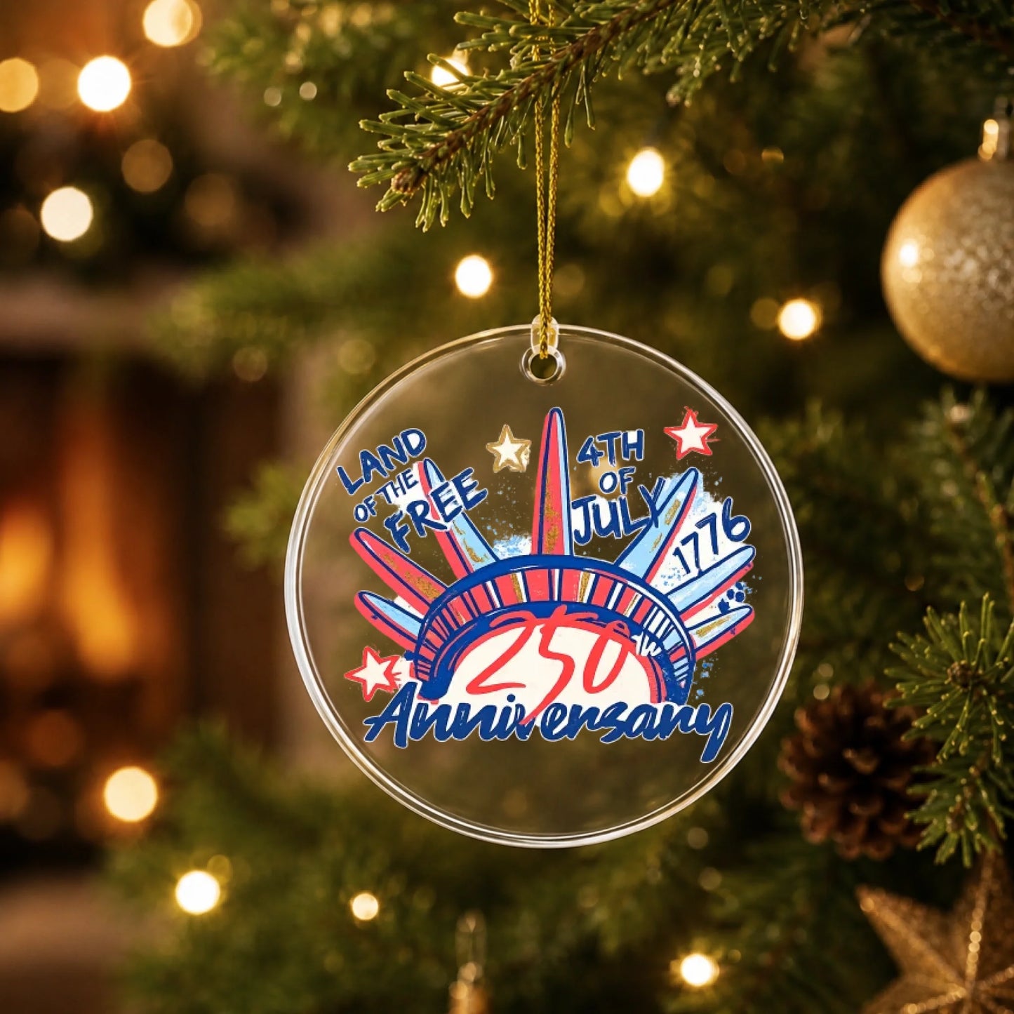 4th of July 250th Anniversary Ornament Statue of Liberty USA -SKU007