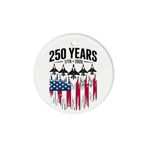 250 Years 1776-2026 Ornament American Flag Fighter Jets - SKU012