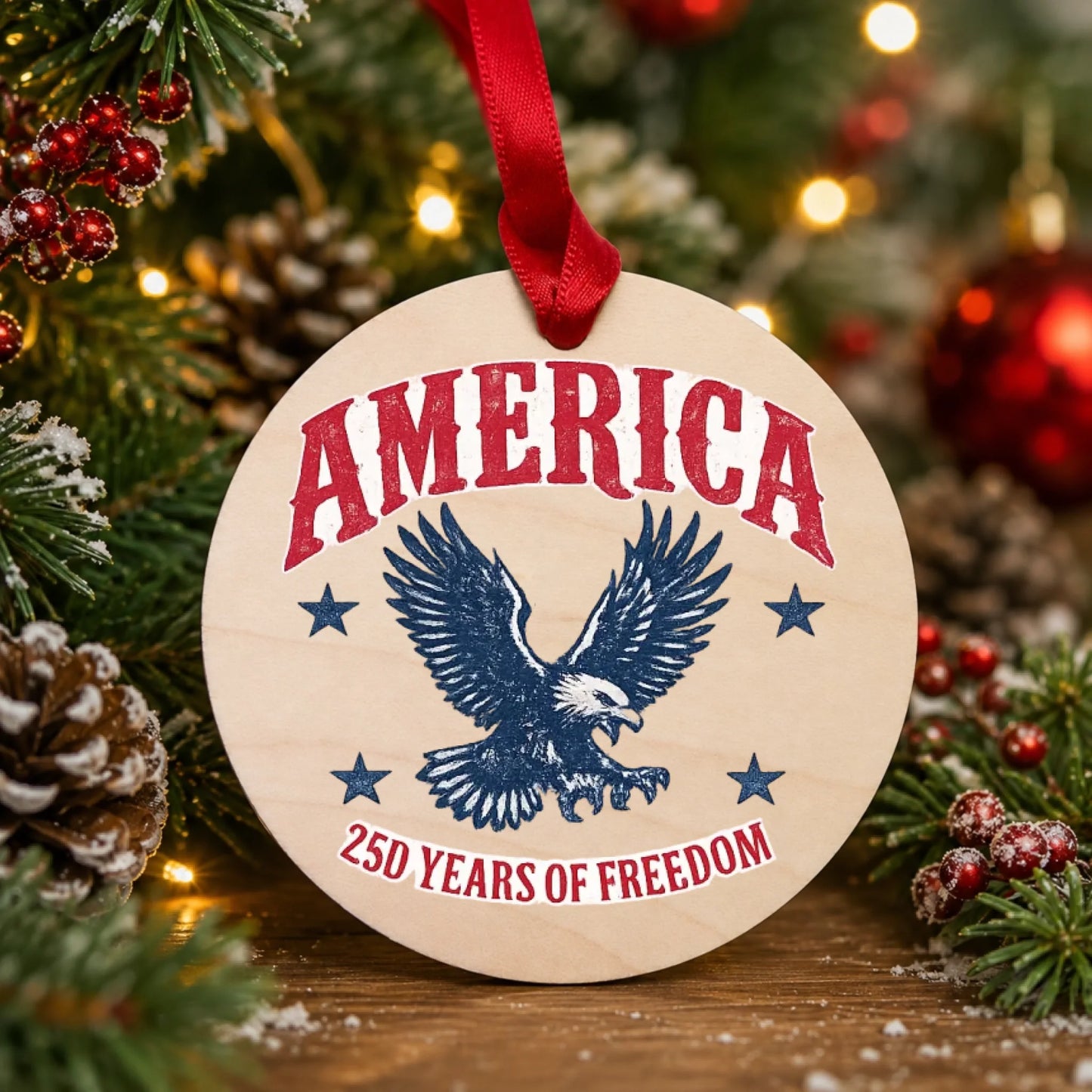 America 250 Years of Freedom Ornament Patriotic Bald Eagle - SKU012