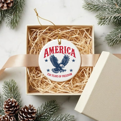 America 250 Years of Freedom Ornament Patriotic Bald Eagle - SKU012